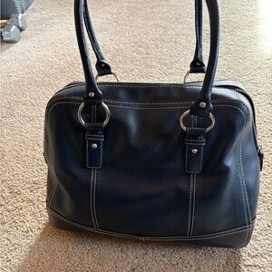 Elegant Navy Genuine Leather Handbag